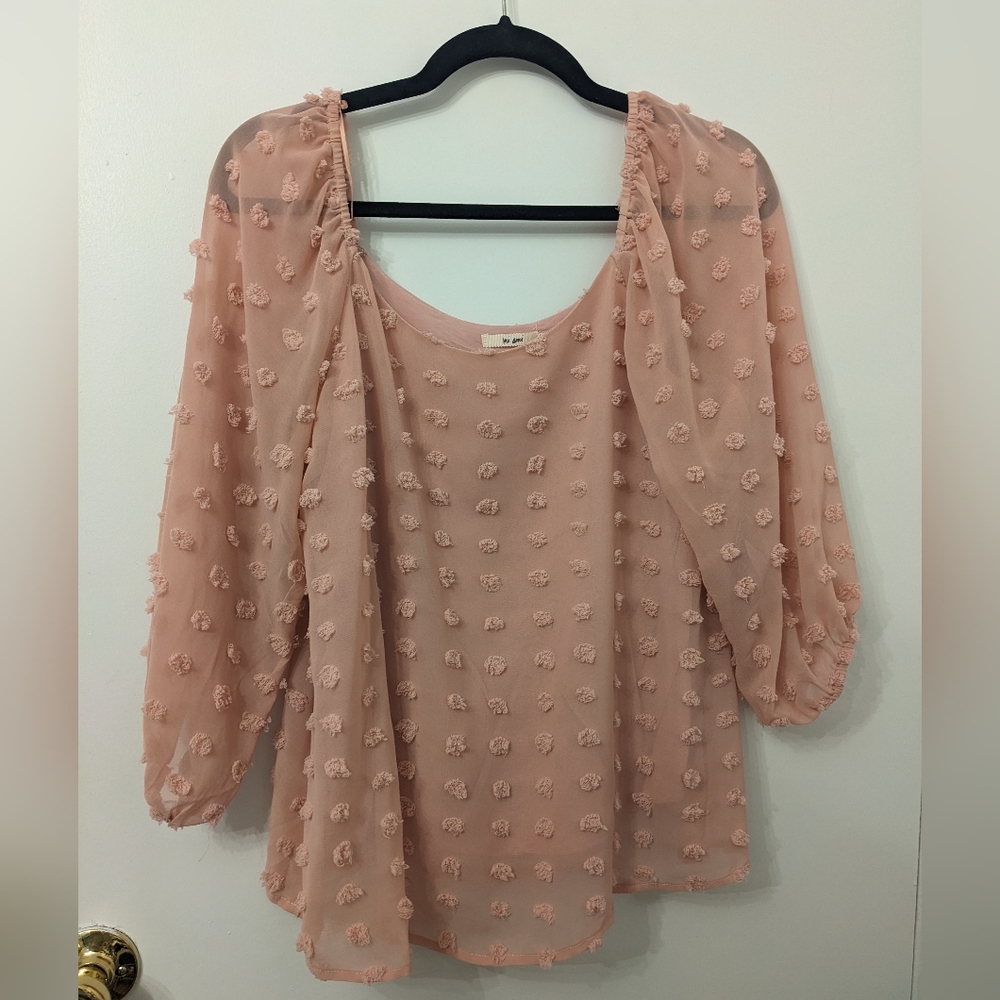 Francesca's Mi Ami Blush Textured Women's Off the Shoulder Blouse